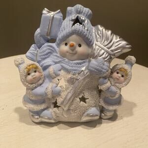 Frosted Building A‎ Snowman Adorable Tea Light Holder